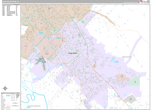 College Station, TX Zip Code Map